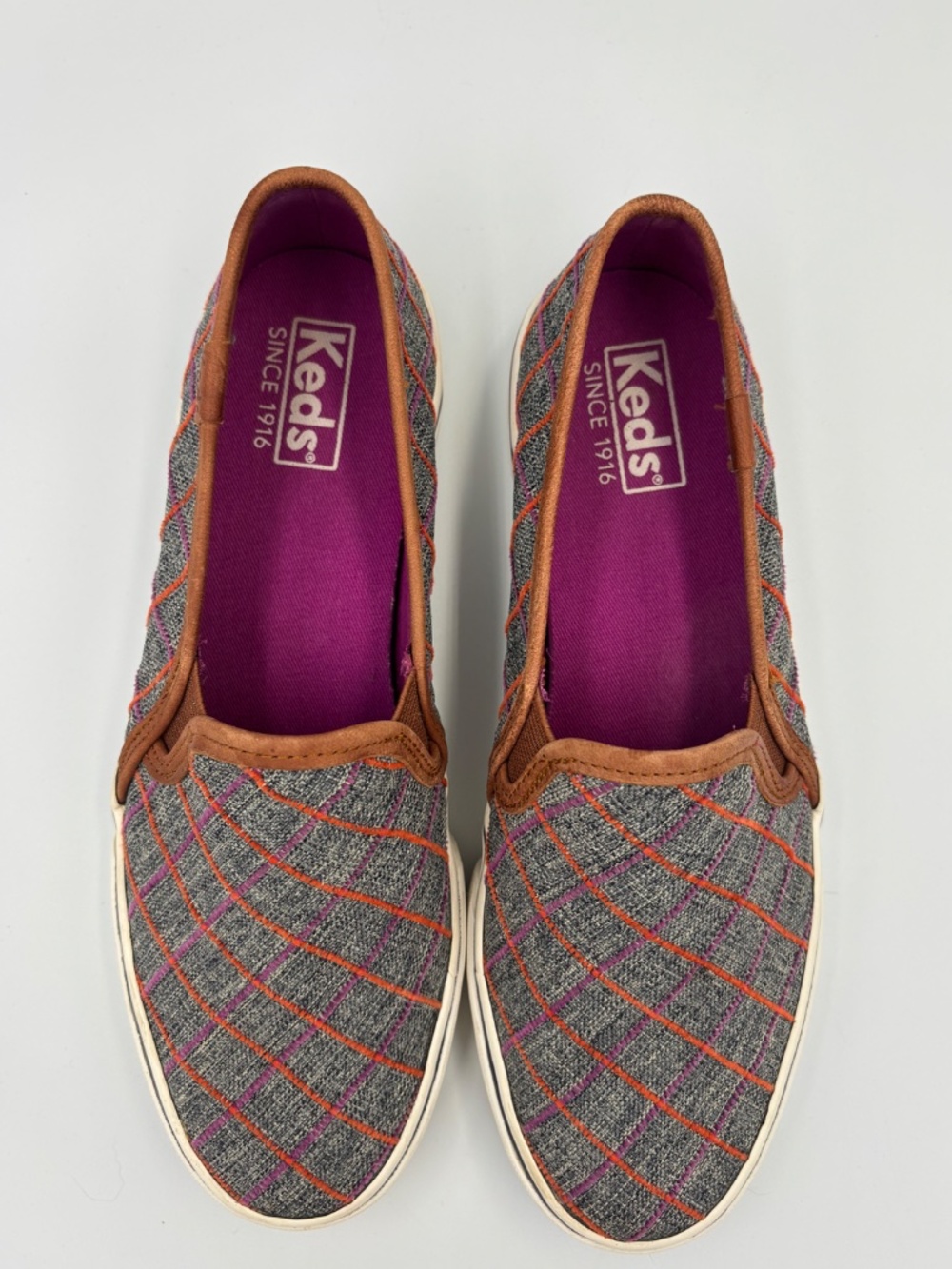 Keds Double Decker Windowpane Plaid Slip On Sneakers WF55720 size 7.5 - Picture 4 of 14